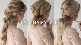 3 EASY FALL HAIRSTYLES 🍁 Perfect for medium  long hair lengths [upl. by Norda823]