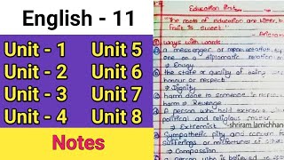 Class 11 English Notes PDF  Chapter 1 2 3 4 5 6 7 8 Exercise [upl. by Mcdermott]