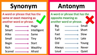 SYNONYM vs ANTONYM 🤔  Whats the difference  Learn with examples [upl. by Champ]