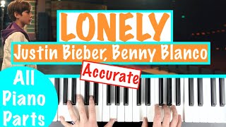 How to play LONELY  Justin Bieber amp Benny Blanco Piano Tutorial [upl. by Silohcin852]