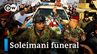 Thousands chant death to America at Soleimani funeral in Baghdad  DW News [upl. by Nahshun]