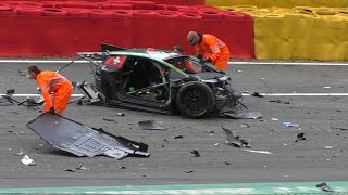 24H Spa 2021  HUGE CRASH  SpaFrancorchamps Eau RougeRaidillon [upl. by Gass]