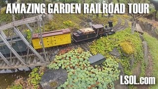 Garden Trains Garden Railway Tour Gary and Jonette Lee  Baker and Grande Ronde RR [upl. by Rebmetpes]