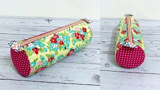 How to make a box pouch  DIY Tube Pencil Case  Sewing tutorial [upl. by Yeneffit]