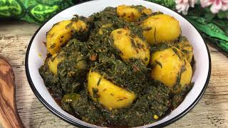 Aloo Palak Recipe • Saag Aloo Recipe • How To Make Spinach And Potato Curry • Indian Spinach Recipe [upl. by Acinomad]