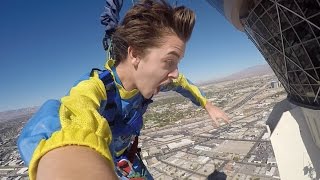 JUMPING OFF A HOTEL IN LAS VEGAS Stratosphere Sky Jump [upl. by Rayham]