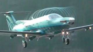 Pilatus PC12 Takeoff  Impressive Propeller Tip Vortices [upl. by Drahcir]