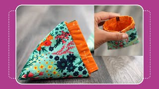 3D Triangle Pop Out Pouch Sewing Tutorial [upl. by Rennerb]