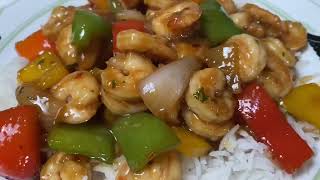 Garlic Shrimp StirFry With Peppers And Onions [upl. by Atirres]