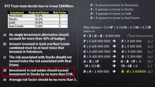 LP formulation  InvestmentFinance Problem [upl. by Lally874]