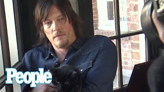 Norman Reedus Poses with his Adorable Cat  People [upl. by Idleman]