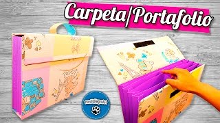 DIY  CarpetaPortafolio Reciclando Cartón  PumitaNegraArt🐾 [upl. by Menedez]