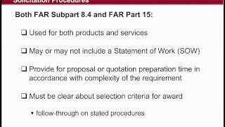 GSA Training Federal Acquisition Regulation FAR Subpart 84 vs Part 15 2 of 4 [upl. by Emmett]