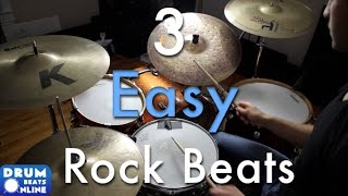 3 Easy Beginner Rock Beats  Beginner Drum Lesson  Drum Beats Online [upl. by Ettenahs]