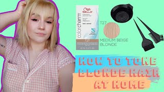 Toning Bleached Hair At Home  Wella T27 Toner Review [upl. by Karlen]