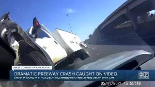 Dash camera captures moments before massive crash [upl. by Nerrat430]