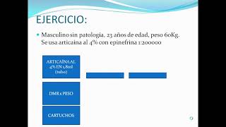 CALCULO DE DOSIS MÁXIMA DE ANESTÉSICOS LOCALES [upl. by Notac]