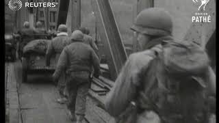 US Army troops cross Remagen Bridge 1945 [upl. by Ettenirt203]