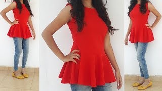 DIY Peplum Top Cutting And Stitching Full Tutorial [upl. by Itsrik304]