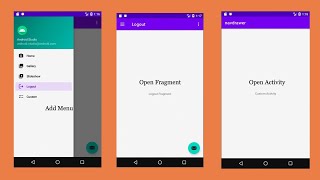 Android Studio Navigation Drawer With Fragment and Activity  Custom Navigation Drawer [upl. by Oirobil]
