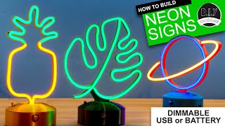 How To Make DESKTOP NEON SIGNS  3D Printable Battery or USB powered amp Dimmable [upl. by Niltak863]