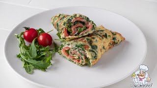 Eiwrap met gerookte zalm en spinazie  Lowcarbchefnl [upl. by Fatimah]