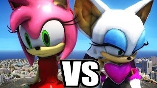 AMY ROSE VS ROUGE THE BAT EPIC BATTLE [upl. by Tnerual]