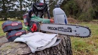 English Dual battery chainsaw  Parkside PKSA 40LI A1 [upl. by Aidiruy]