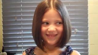 Learn how to cut kids childrens girls hair restyle long to short bob [upl. by Ala303]