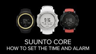 Suunto Core  How to set the time and alarm [upl. by Froh960]