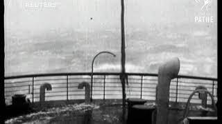 Ship RMS Aquitania battles terrific ocean storm 1922 [upl. by Analim721]