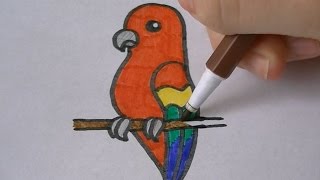 Cartoon papegaai  Leren tekenen 40 PARROT [upl. by Ludmilla2]