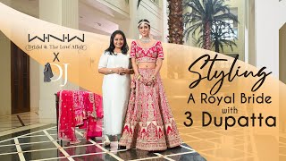 Styling A Royal Bride with 3 Dupattas  Dolly Jain Lehenga Dupatta Draping Styles [upl. by Schnur]