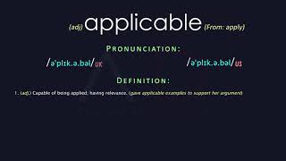 Applicable Meaning And Pronunciation  Audio Dictionary [upl. by Tailor556]