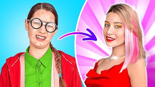 POPULAR GIRL VS NERD How To Become Popular At School Overnight TikTok Makeover By 123GO CHALLENGE [upl. by Yhtimit686]