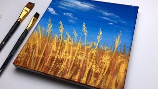 Wheat Field  Easy Acrylic Painting For Beginners  Simple Painting Demonstration [upl. by Aruasi229]