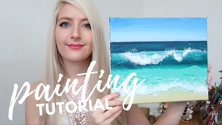 PAINTING TUTORIAL Acrylic Ocean for Beginners  Katie Jobling Art [upl. by Welch129]