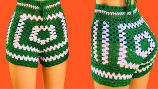 Crochet easy granny square shorts [upl. by Yerxa411]