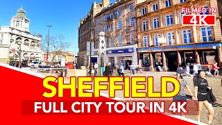 SHEFFIELD England  Full Tour of Sheffield City Centre in England  filmed in 4K [upl. by Yager]