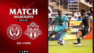 MATCH HIGHLIGHTS Toronto FC at Philadelphia Union  April 22 2023 [upl. by Aiyekal]