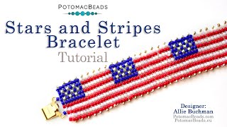 Stars amp Stripes Bracelet DIY Jewelry Making Tutorial by PotomacBeads [upl. by Rubie]