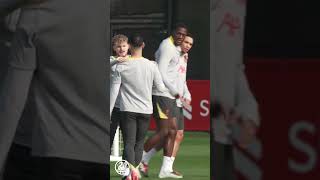 😅 Things got a bit competitive between Trent and Salah in training [upl. by Anazraf931]