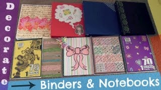 DECORATE BINDERS amp NOTEBOOKS  Back To School How To  SoCraftastic [upl. by Annaj]