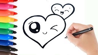 HOW TO DRAW LOVE HEARTS KAWAII  HOE TEKEN JE SCHATTIGE HARTJES [upl. by Roman]