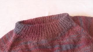 How to knit a raglan sweater top down Raglan increases and neck shaping [upl. by Crescint841]