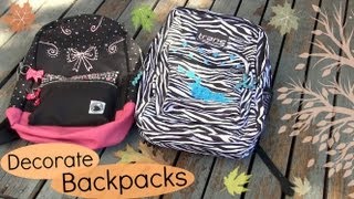 DECORATE BACKPACKS amp BOOKBAGS  Back To School How To  SoCraftastic [upl. by Nujra591]