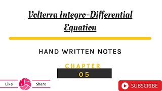 Volterra IntegroDifferential Equation  Integral Equations Chapter  05  Mathematics ke teacher [upl. by Hcone]