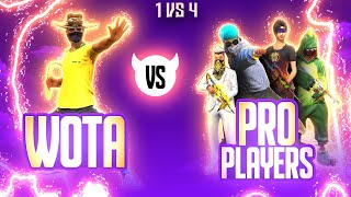 Wota FF Vs Pro Players  1 vs 4 Insane Gameplay  Garena Free Fire [upl. by Auqeenahs]