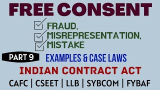 Fraud  Misrepresentation  Mistake  Free Consent  Indian Contract Act  Caselaws  Example [upl. by Celene69]