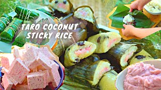 TARO COCONUT STICKY RICE IN BANANA LEAVES [upl. by Marvel873]